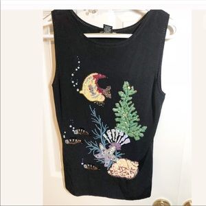 Cruise Seascape Sleeveless Top Sequined A4-1415